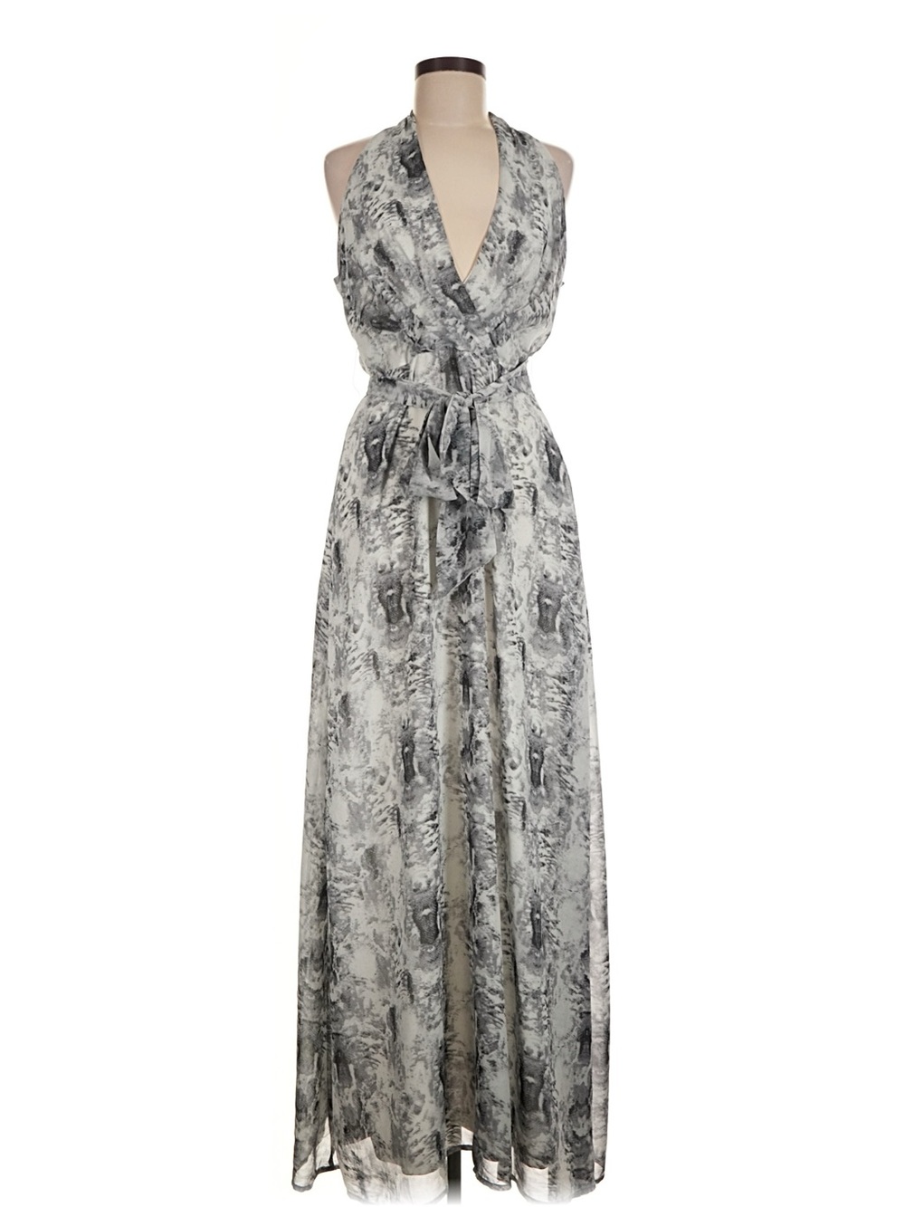 NY Collection Snake Print Chiffon Halter Maxi Dress